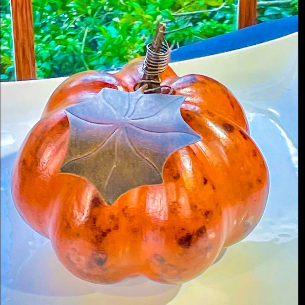▪️VTG▪️1990's Lot of 1 Rustic Metal & 1 Metallic Foam Pumpkin Decor Centerpieces - Picture 2 of 11